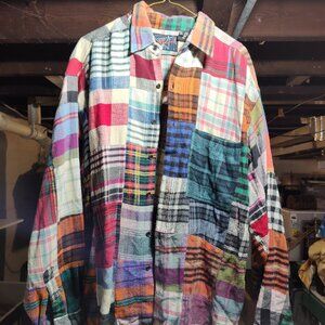 Vintage Sonol Mens Large Thick Button Shirt Patchwork